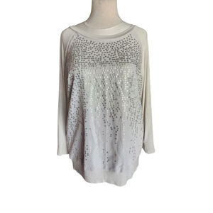 Calvin Klein Jeans Women's XL Gray Sequin Embellished Long Sleeve Pullover Top